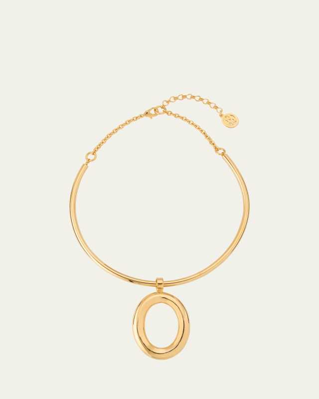 24K Gold Plated Collar with Open Oval